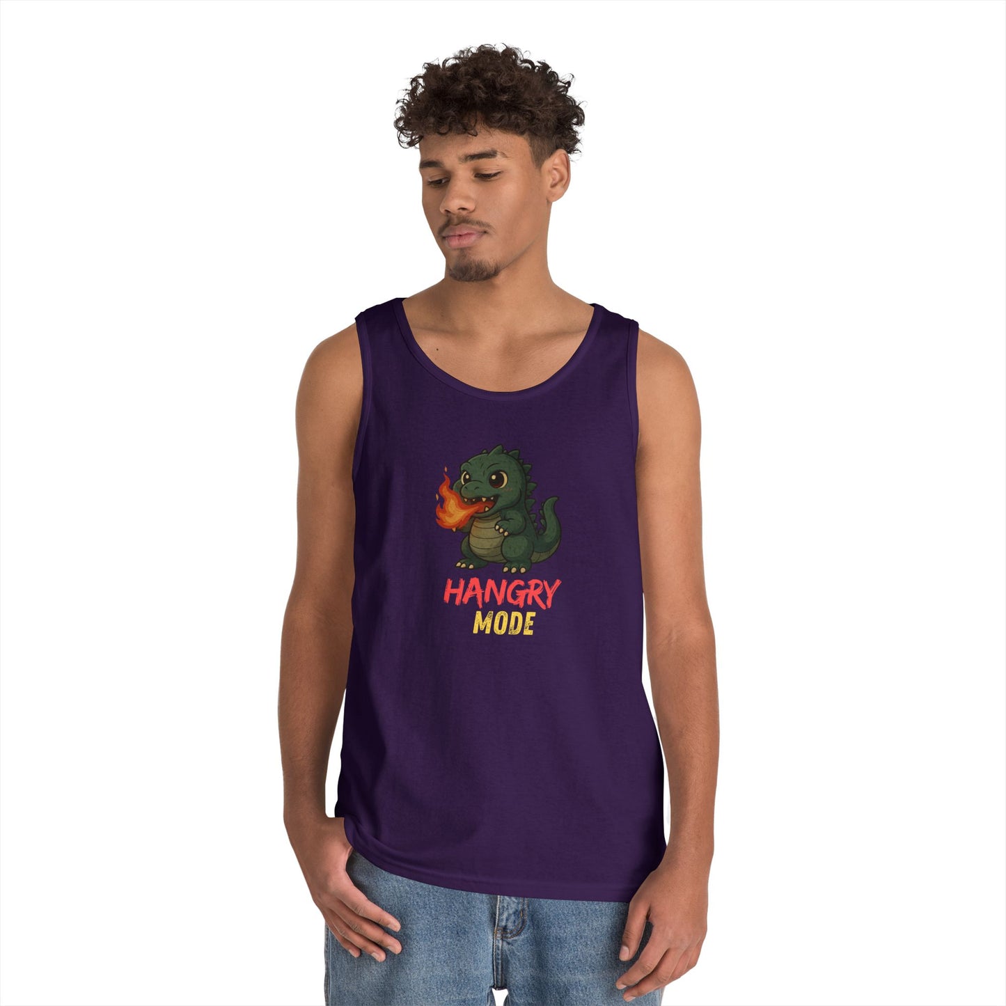 Hangry Mode Dino Tank Top - Hangry Mode, Unisex Cotton Sleeveless Shirt, Gift for Dinosaurs Lovers, Summer Apparel, Casual Wear