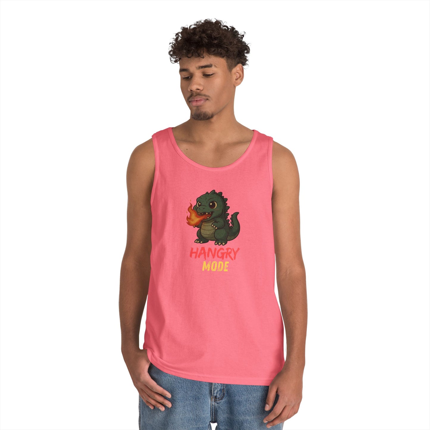 Hangry Mode Dino Tank Top - Hangry Mode, Unisex Cotton Sleeveless Shirt, Gift for Dinosaurs Lovers, Summer Apparel, Casual Wear