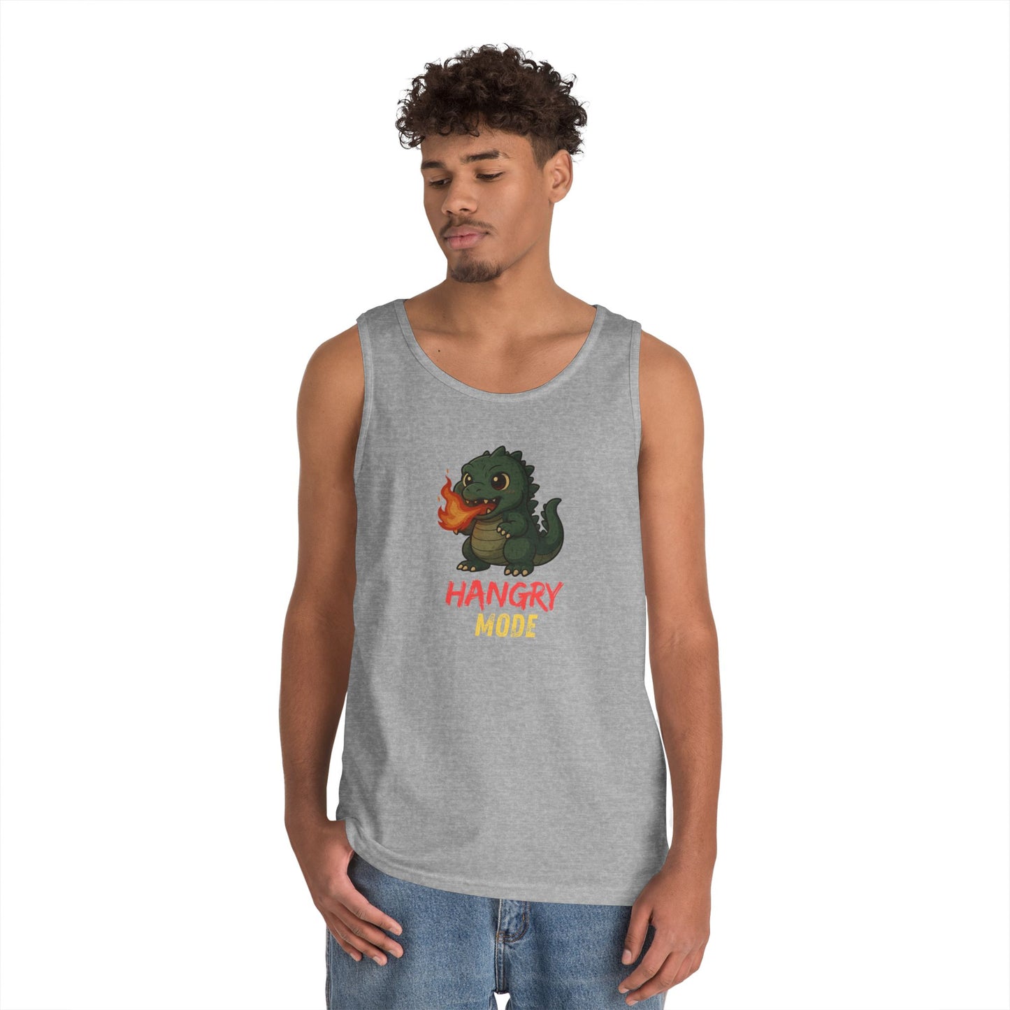 Hangry Mode Dino Tank Top - Hangry Mode, Unisex Cotton Sleeveless Shirt, Gift for Dinosaurs Lovers, Summer Apparel, Casual Wear