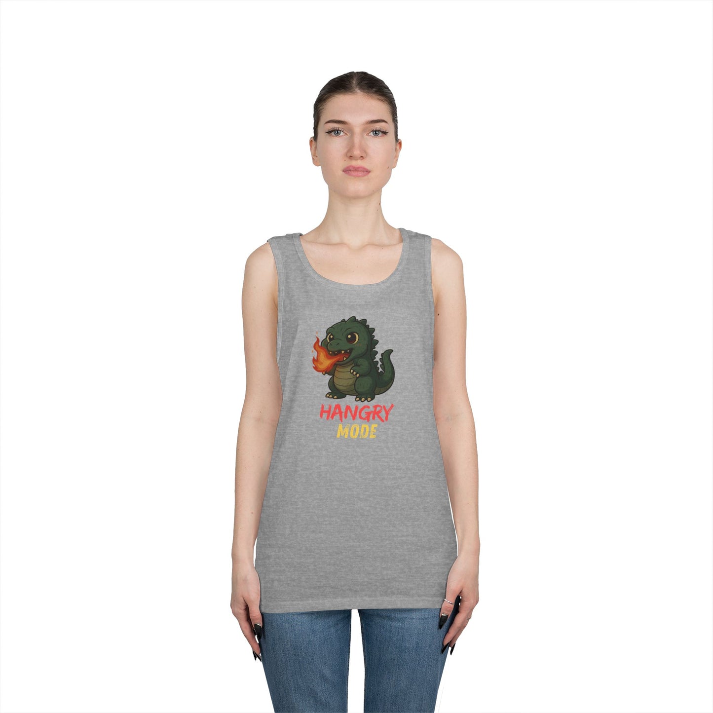 Hangry Mode Dino Tank Top - Hangry Mode, Unisex Cotton Sleeveless Shirt, Gift for Dinosaurs Lovers, Summer Apparel, Casual Wear