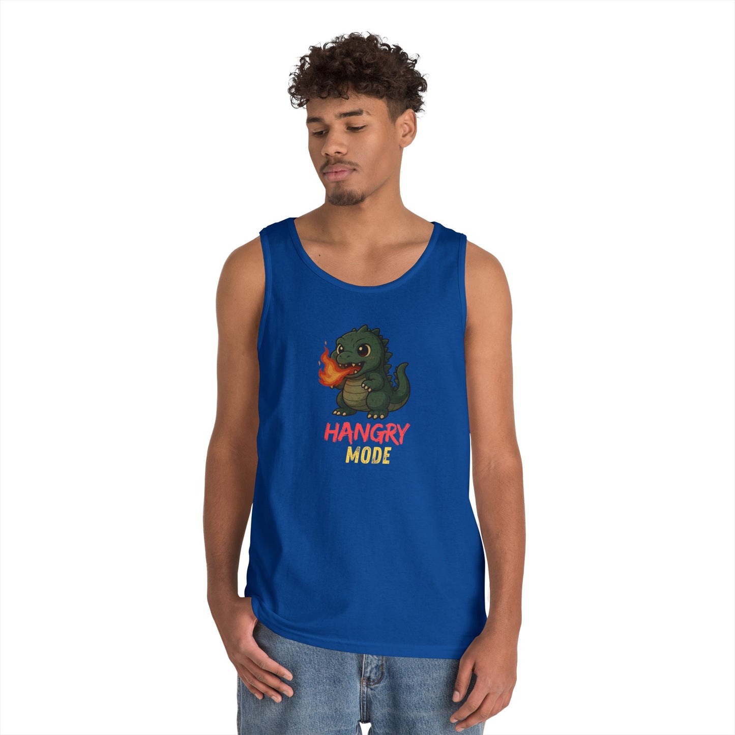 Hangry Mode Dino Tank Top - Hangry Mode, Unisex Cotton Sleeveless Shirt, Gift for Dinosaurs Lovers, Summer Apparel, Casual Wear