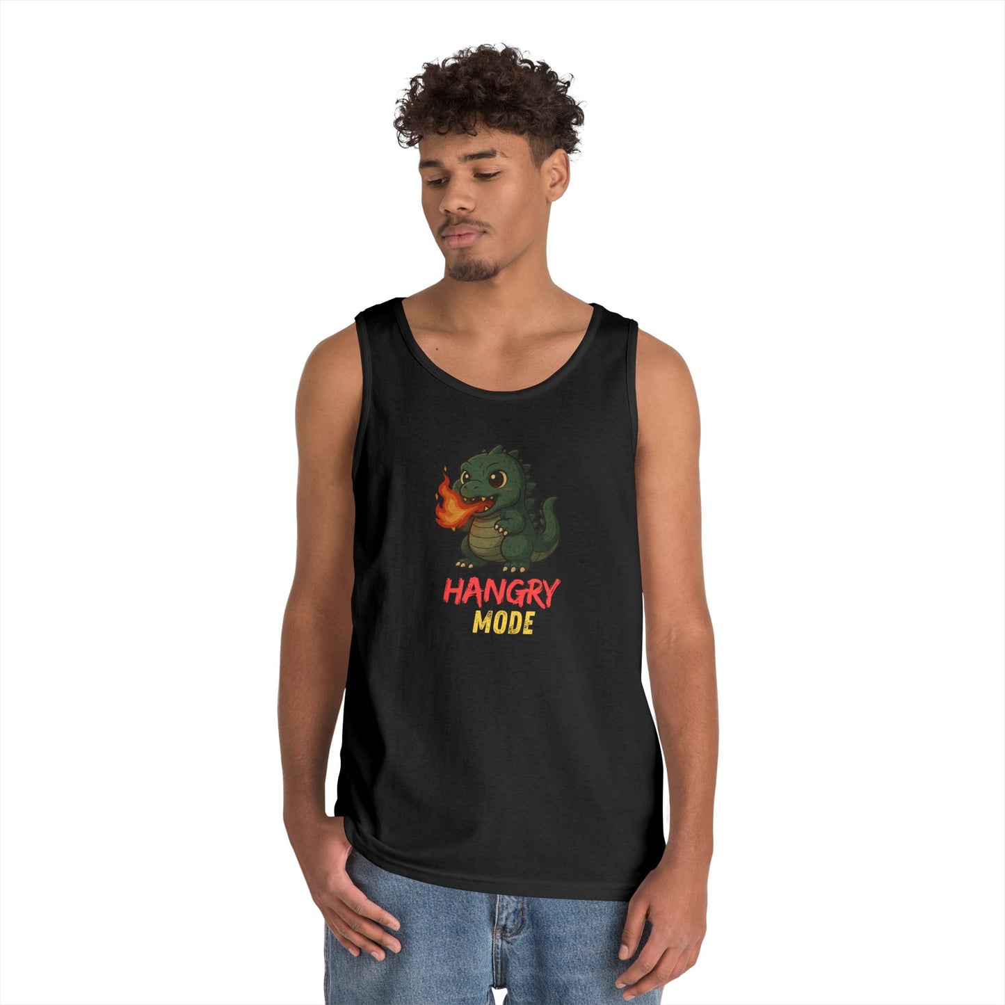 Hangry Mode Dino Tank Top - Hangry Mode, Unisex Cotton Sleeveless Shirt, Gift for Dinosaurs Lovers, Summer Apparel, Casual Wear