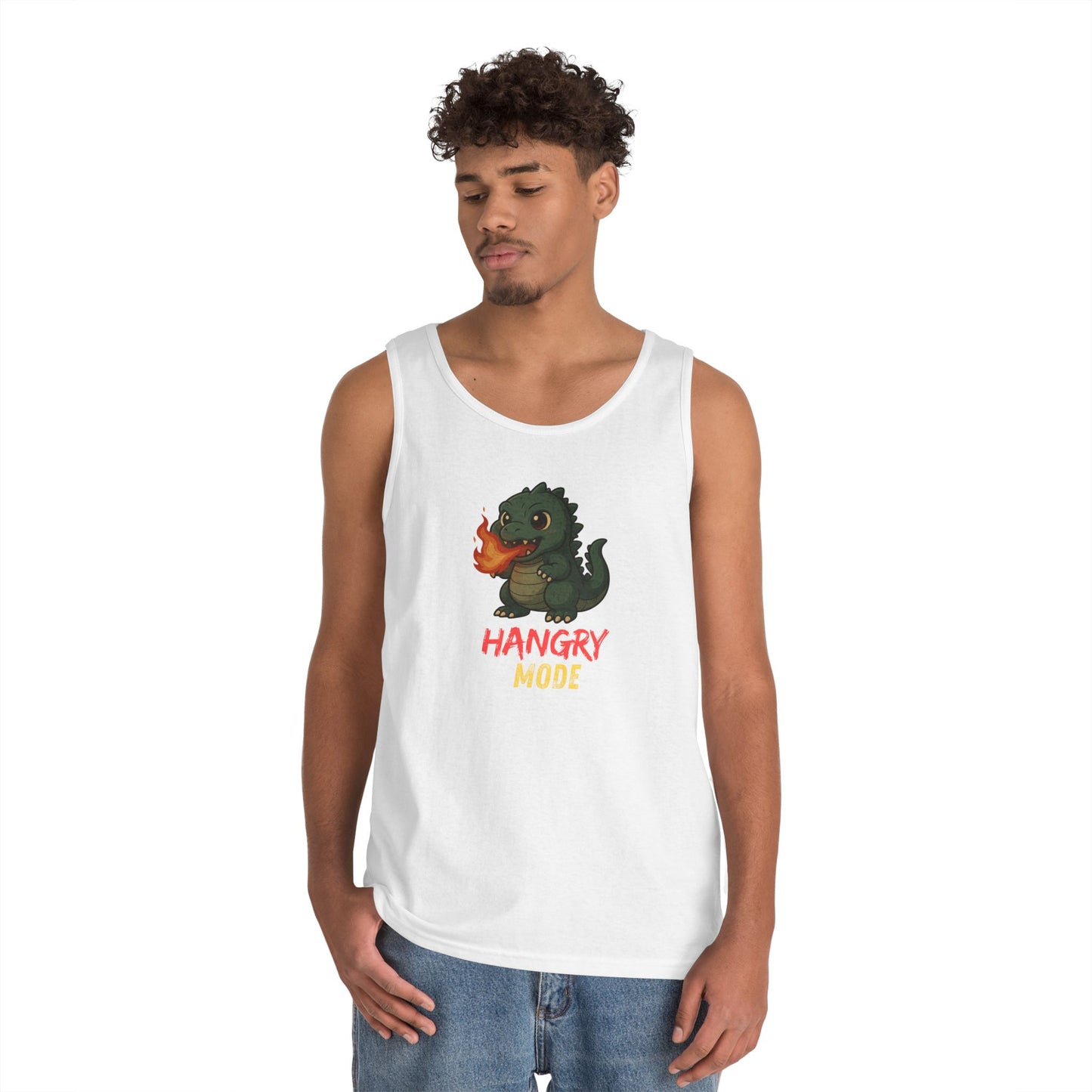 Hangry Mode Dino Tank Top - Hangry Mode, Unisex Cotton Sleeveless Shirt, Gift for Dinosaurs Lovers, Summer Apparel, Casual Wear
