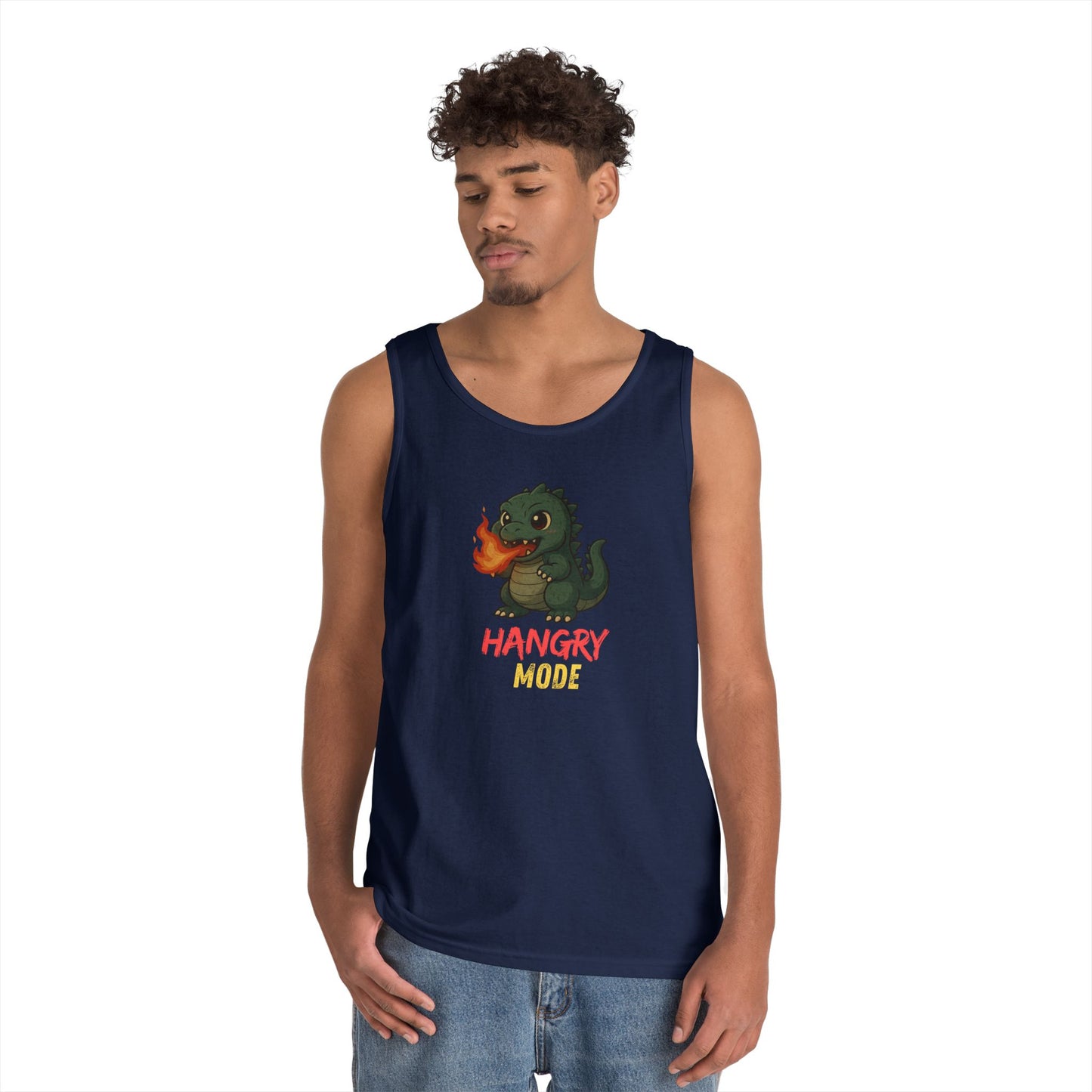 Hangry Mode Dino Tank Top - Hangry Mode, Unisex Cotton Sleeveless Shirt, Gift for Dinosaurs Lovers, Summer Apparel, Casual Wear