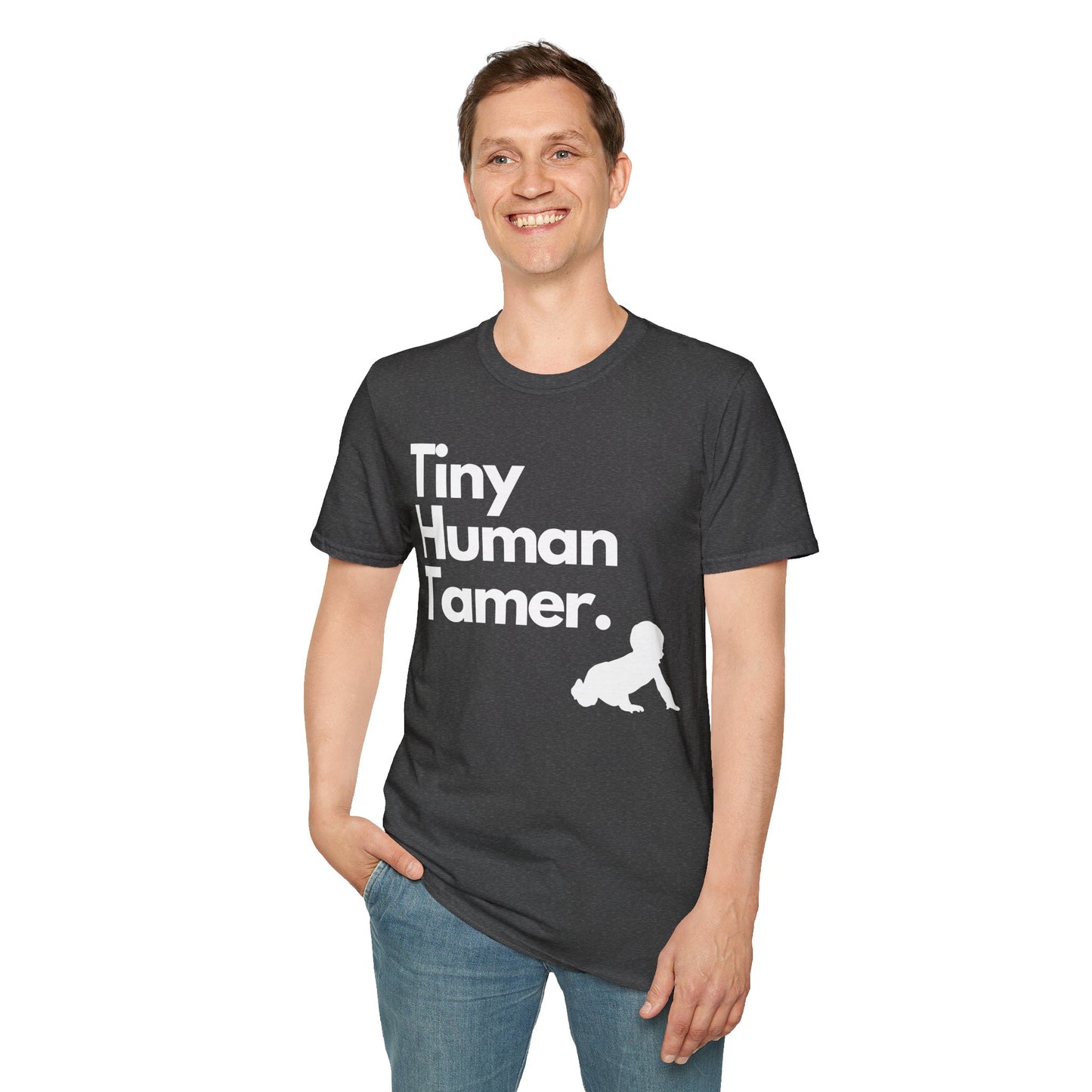 Tiny Human Tamer W/ White Design - Unisex Softstyle T-Shirt