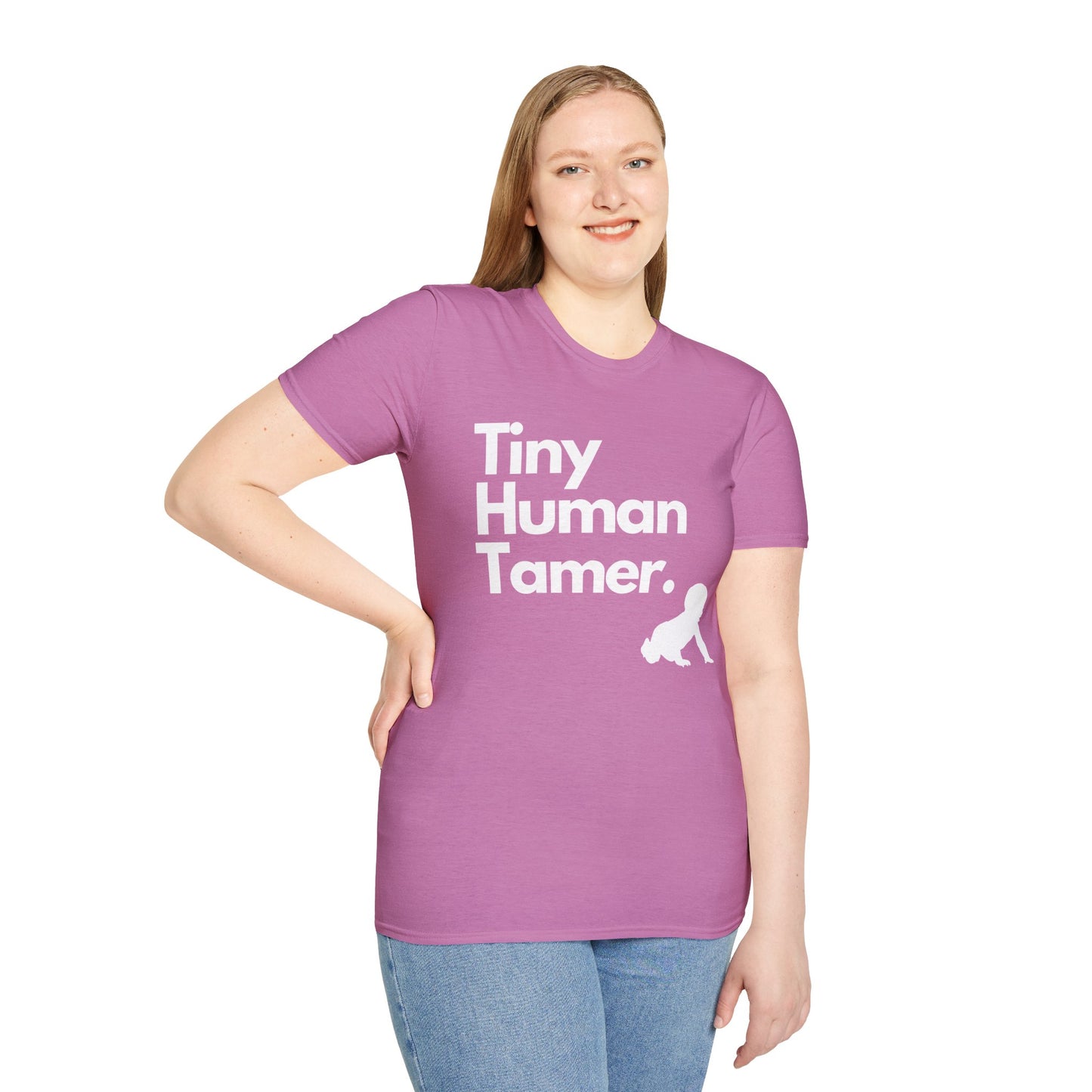 Tiny Human Tamer W/ White Design - Unisex Softstyle T-Shirt
