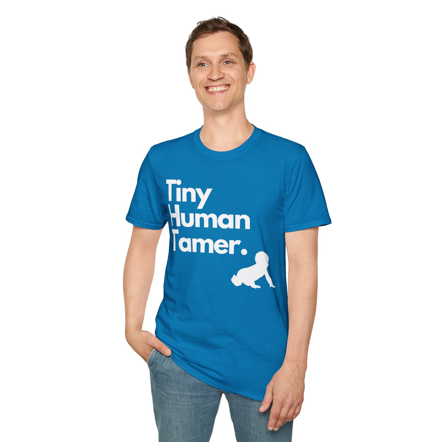 Tiny Human Tamer W/ White Design - Unisex Softstyle T-Shirt