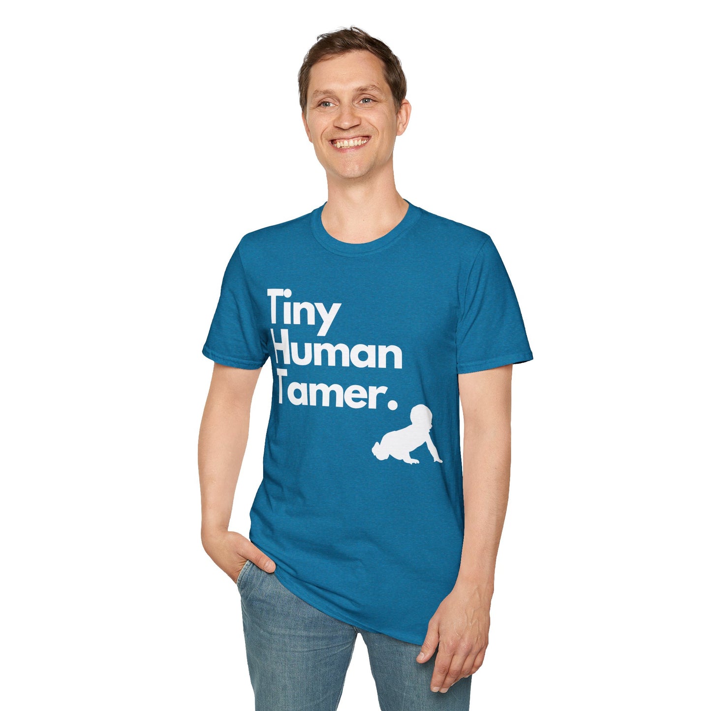 Tiny Human Tamer W/ White Design - Unisex Softstyle T-Shirt