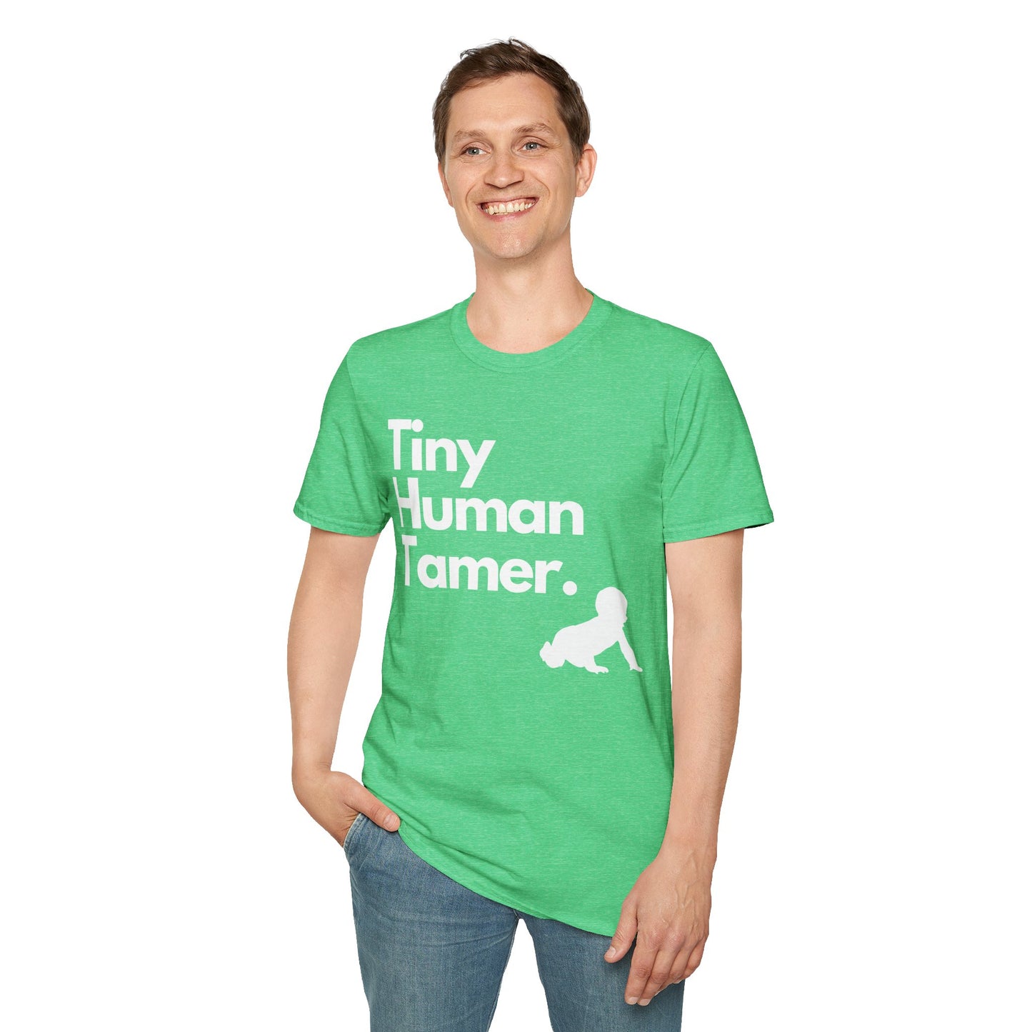 Tiny Human Tamer W/ White Design - Unisex Softstyle T-Shirt