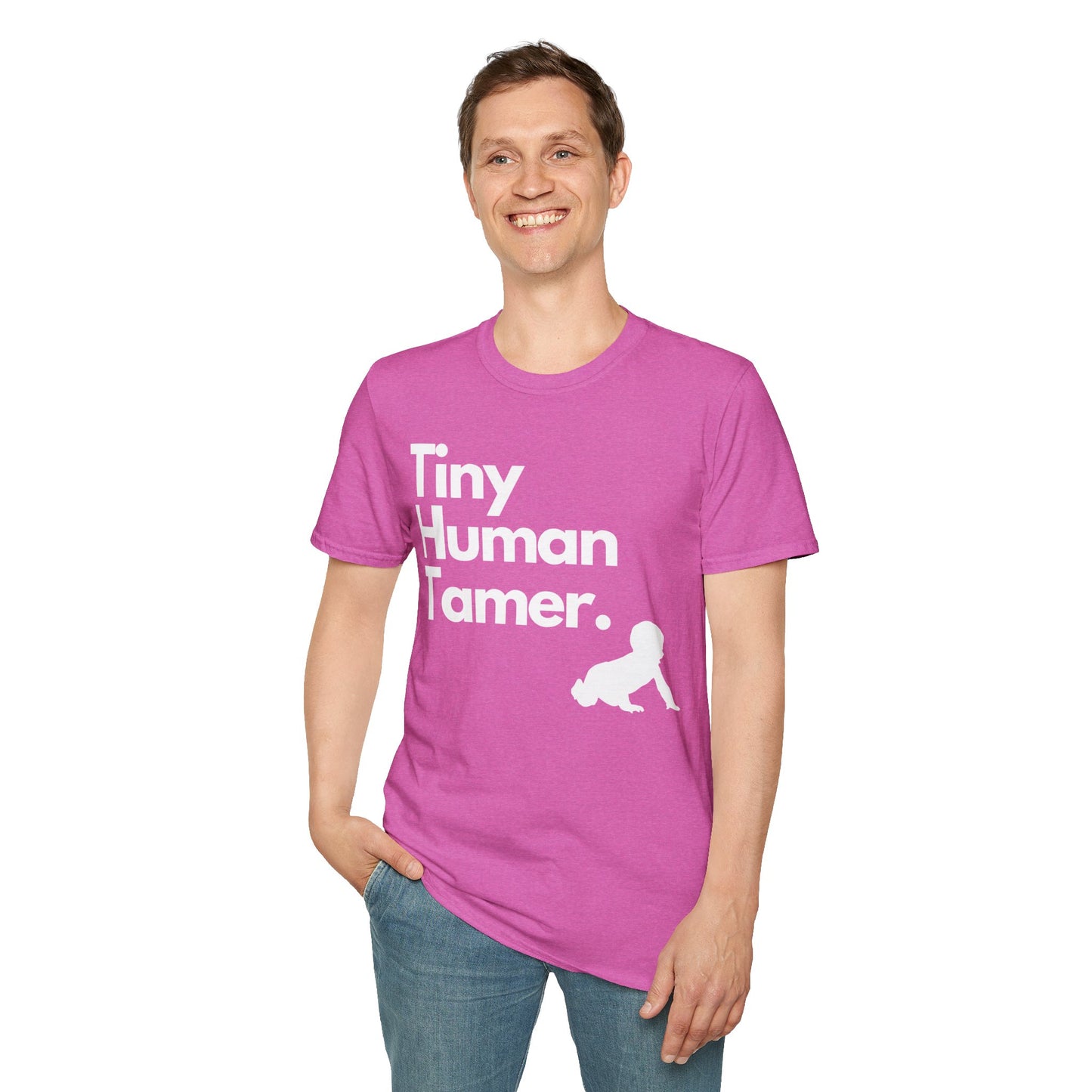 Tiny Human Tamer W/ White Design - Unisex Softstyle T-Shirt