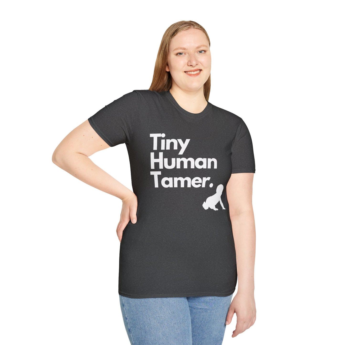 Tiny Human Tamer W/ White Design - Unisex Softstyle T-Shirt