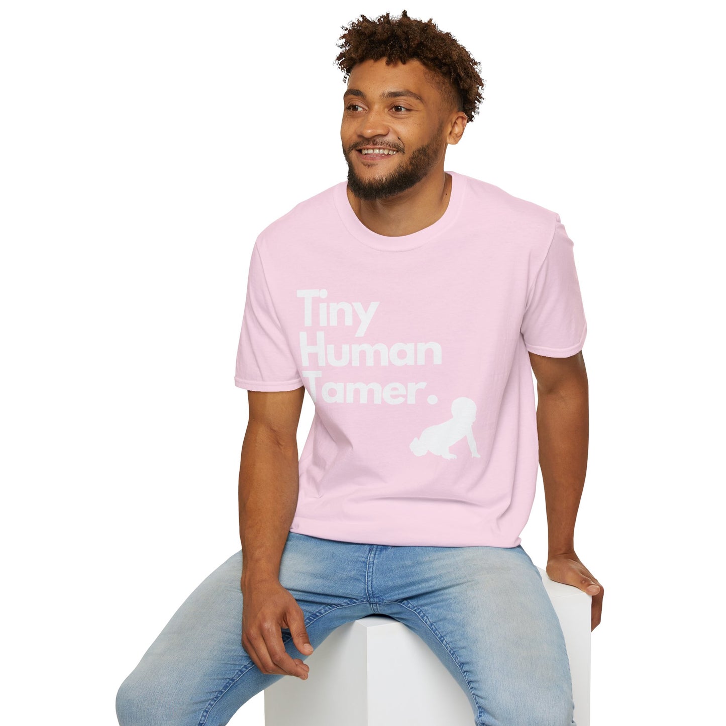 Tiny Human Tamer W/ White Design - Unisex Softstyle T-Shirt