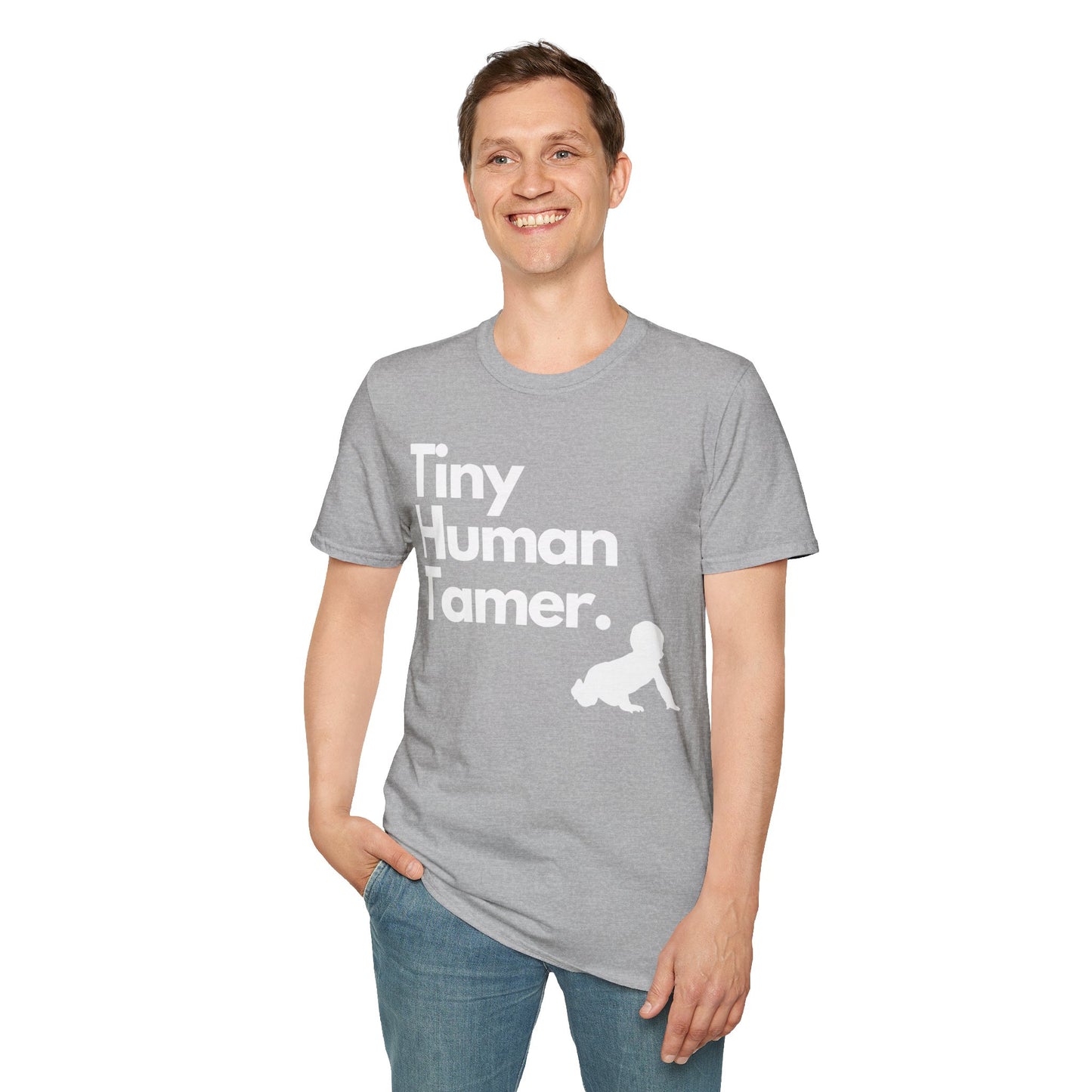 Tiny Human Tamer W/ White Design - Unisex Softstyle T-Shirt