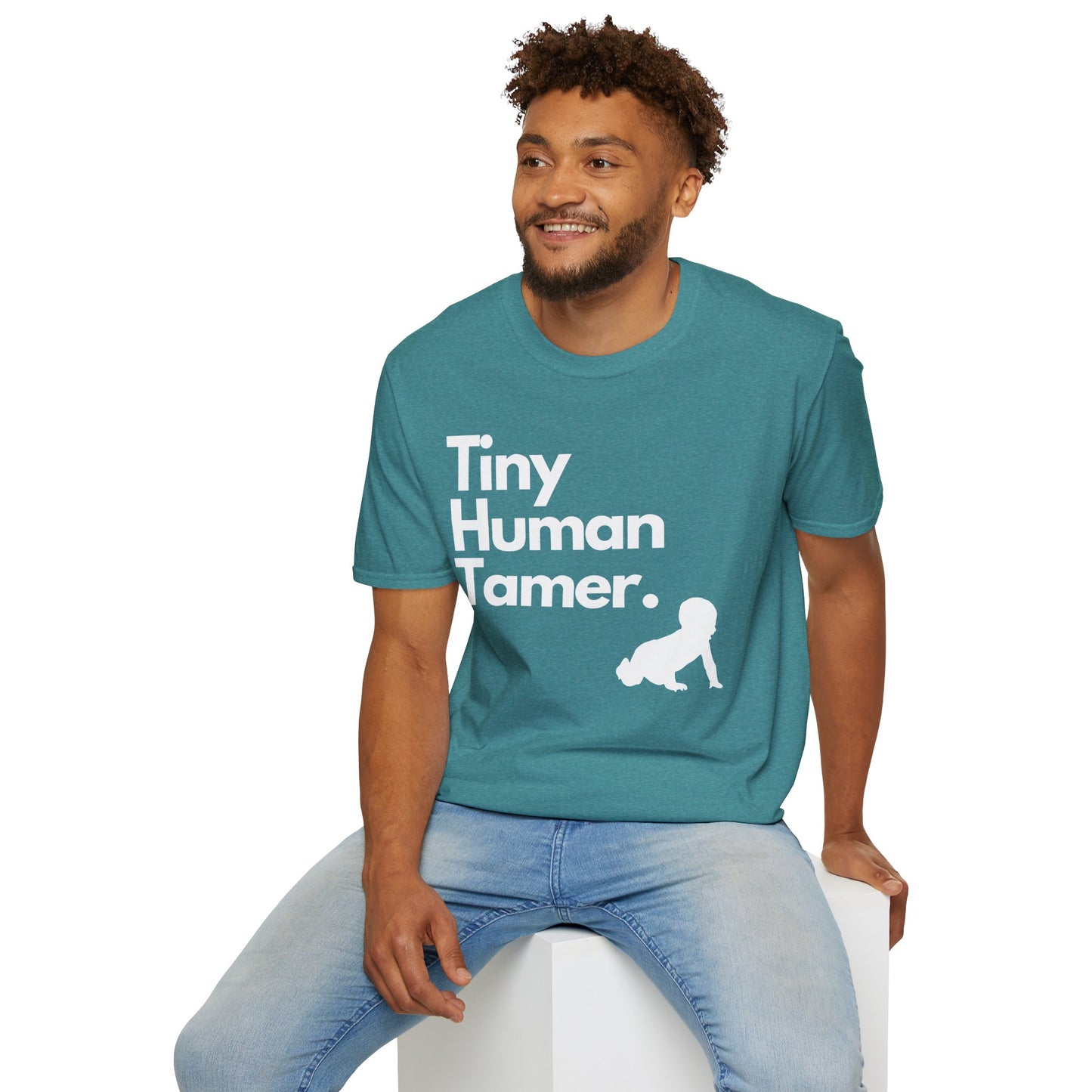 Tiny Human Tamer W/ White Design - Unisex Softstyle T-Shirt