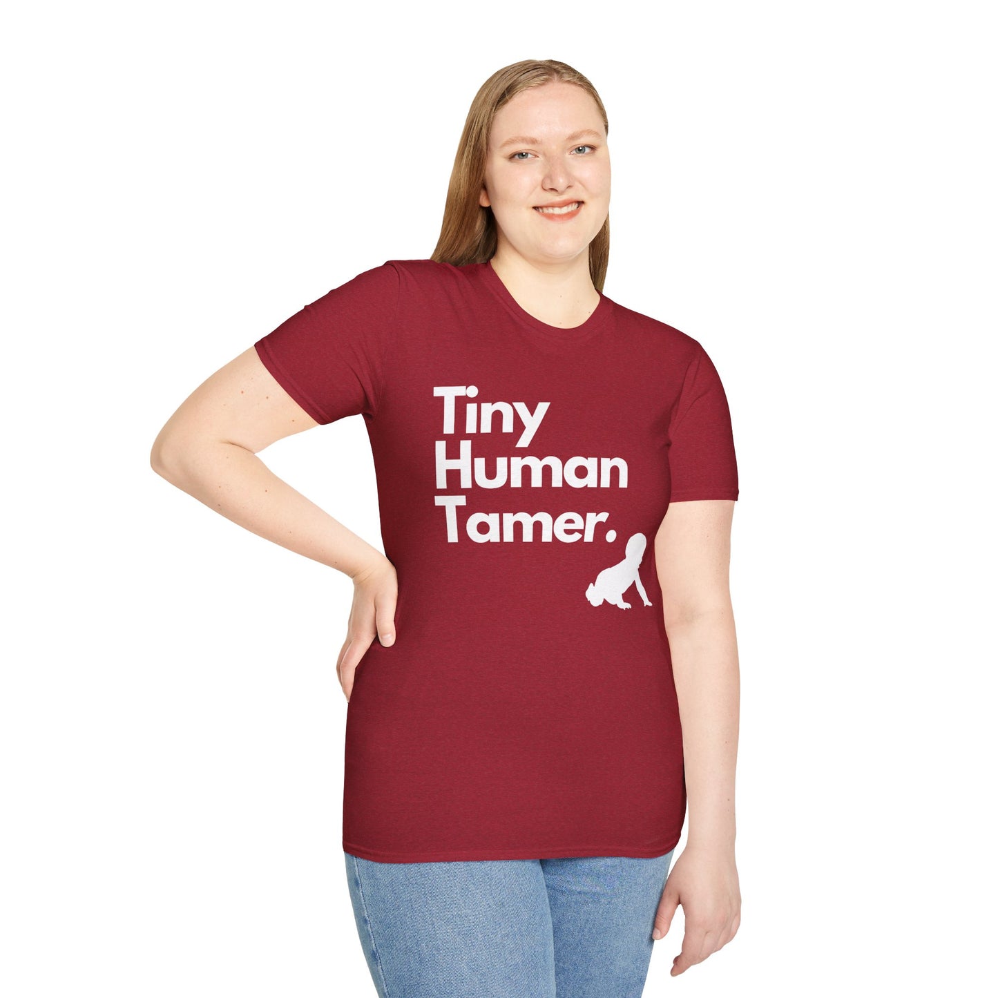 Tiny Human Tamer W/ White Design - Unisex Softstyle T-Shirt