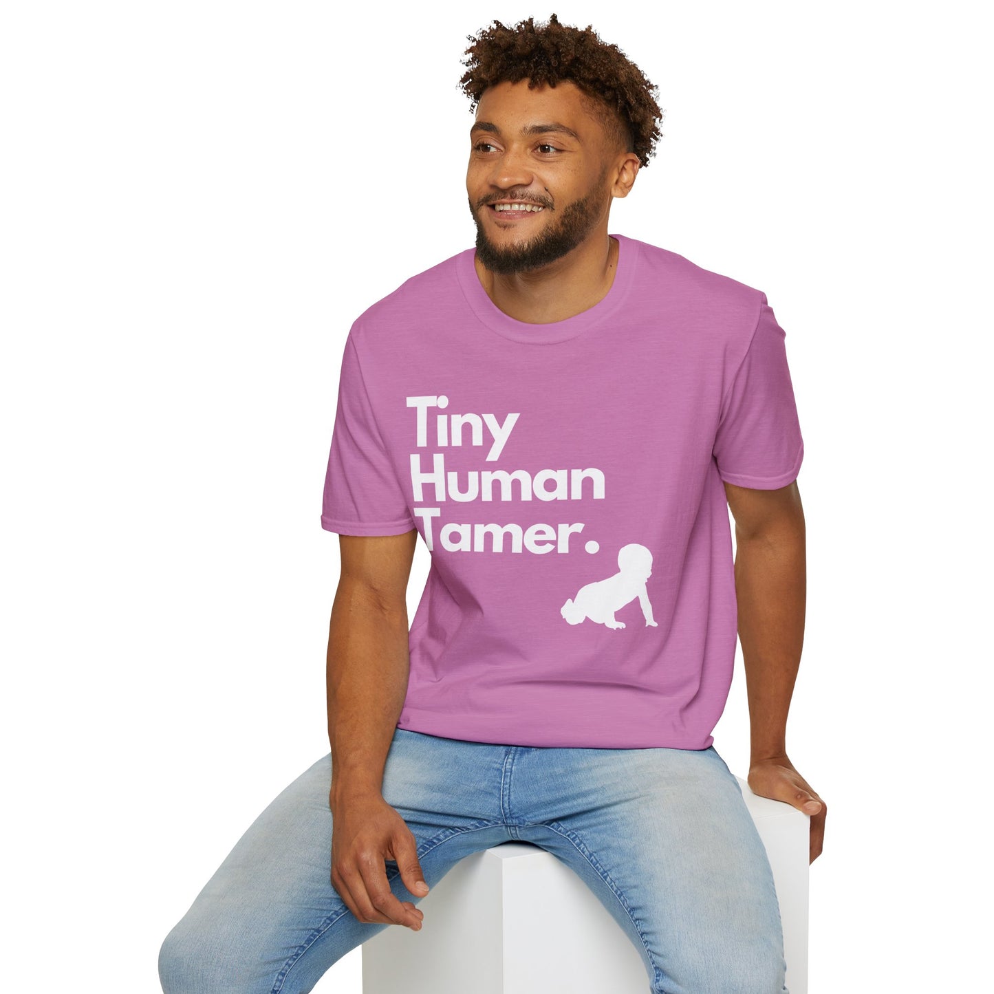 Tiny Human Tamer W/ White Design - Unisex Softstyle T-Shirt