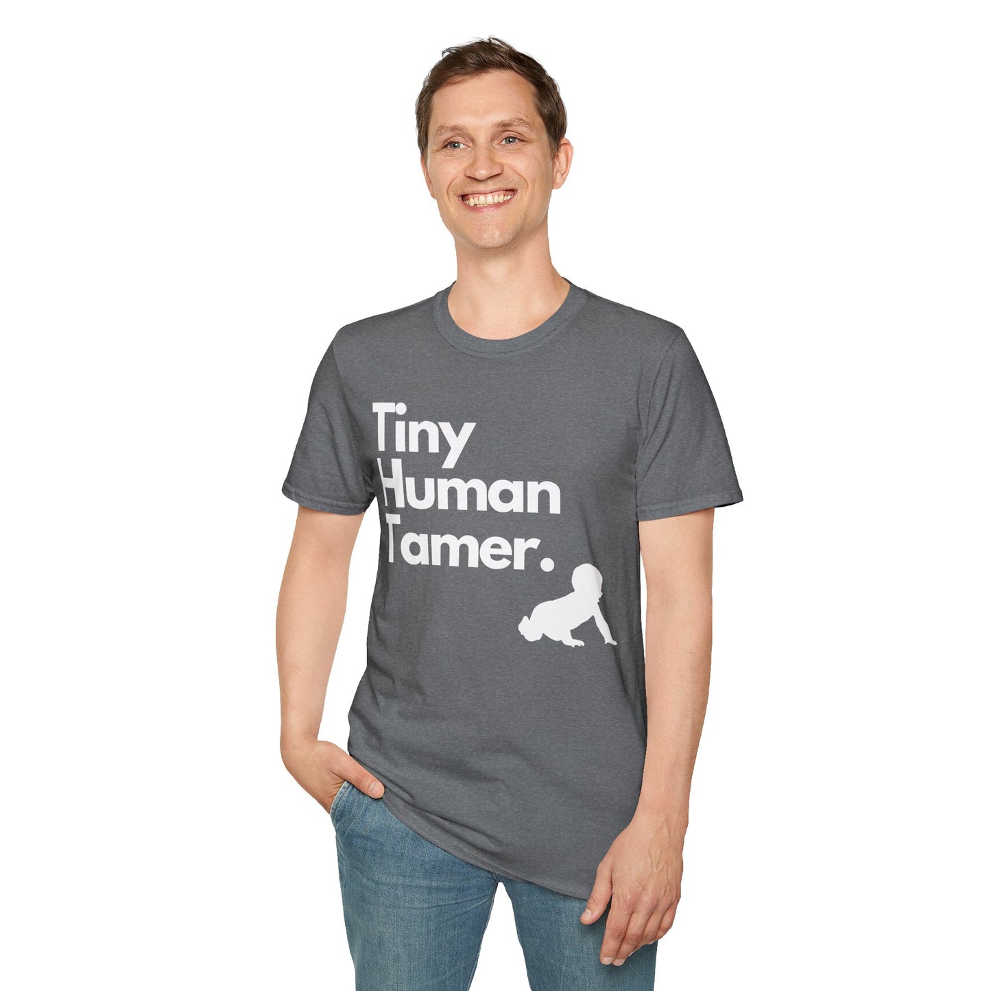 Tiny Human Tamer W/ White Design - Unisex Softstyle T-Shirt