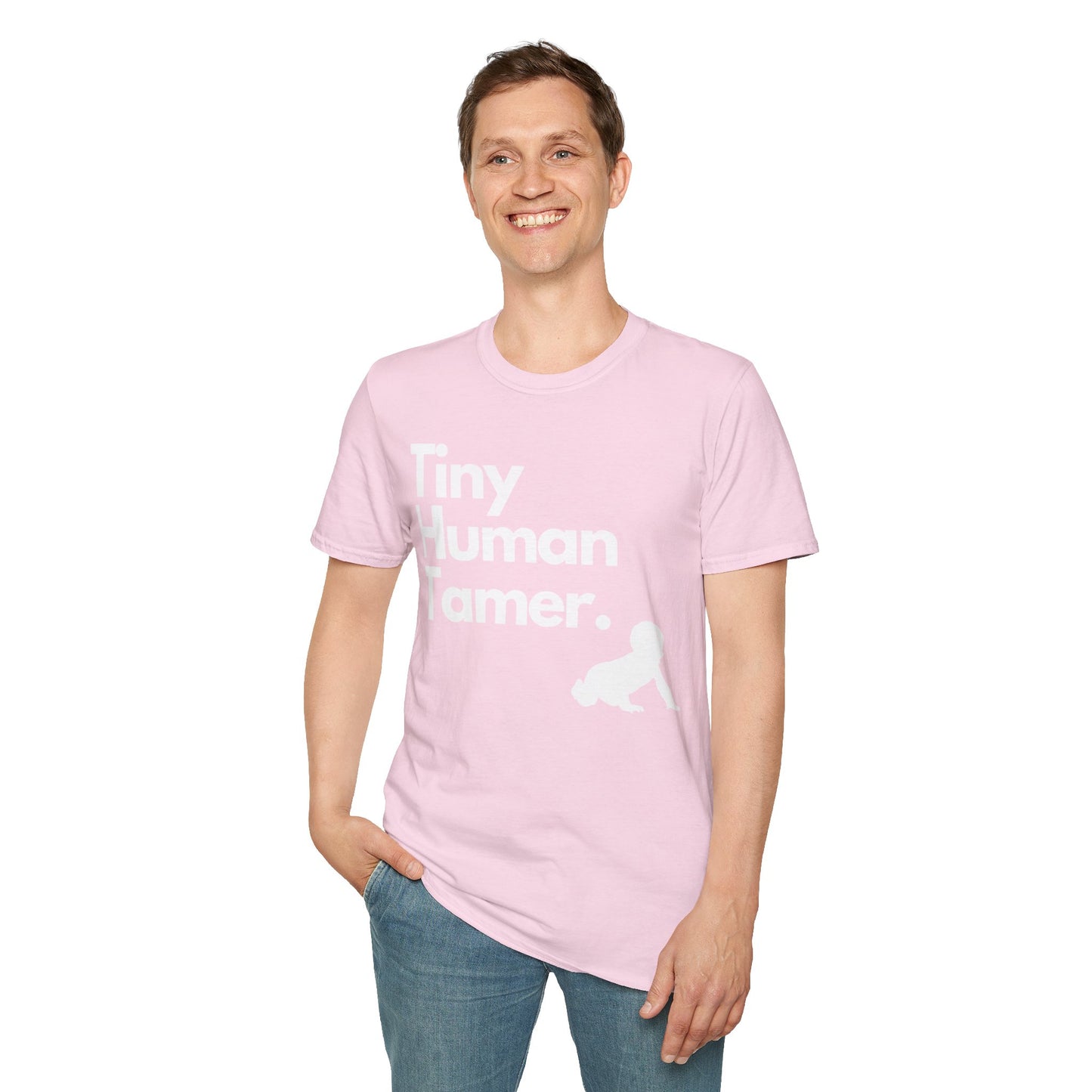 Tiny Human Tamer W/ White Design - Unisex Softstyle T-Shirt