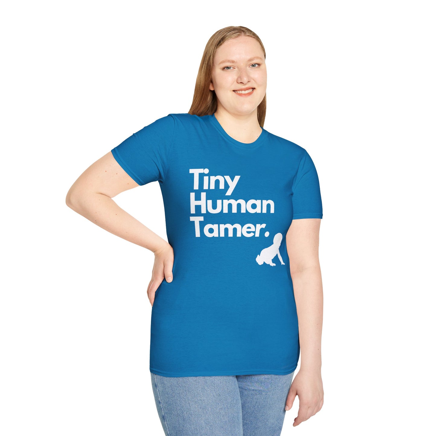 Tiny Human Tamer W/ White Design - Unisex Softstyle T-Shirt