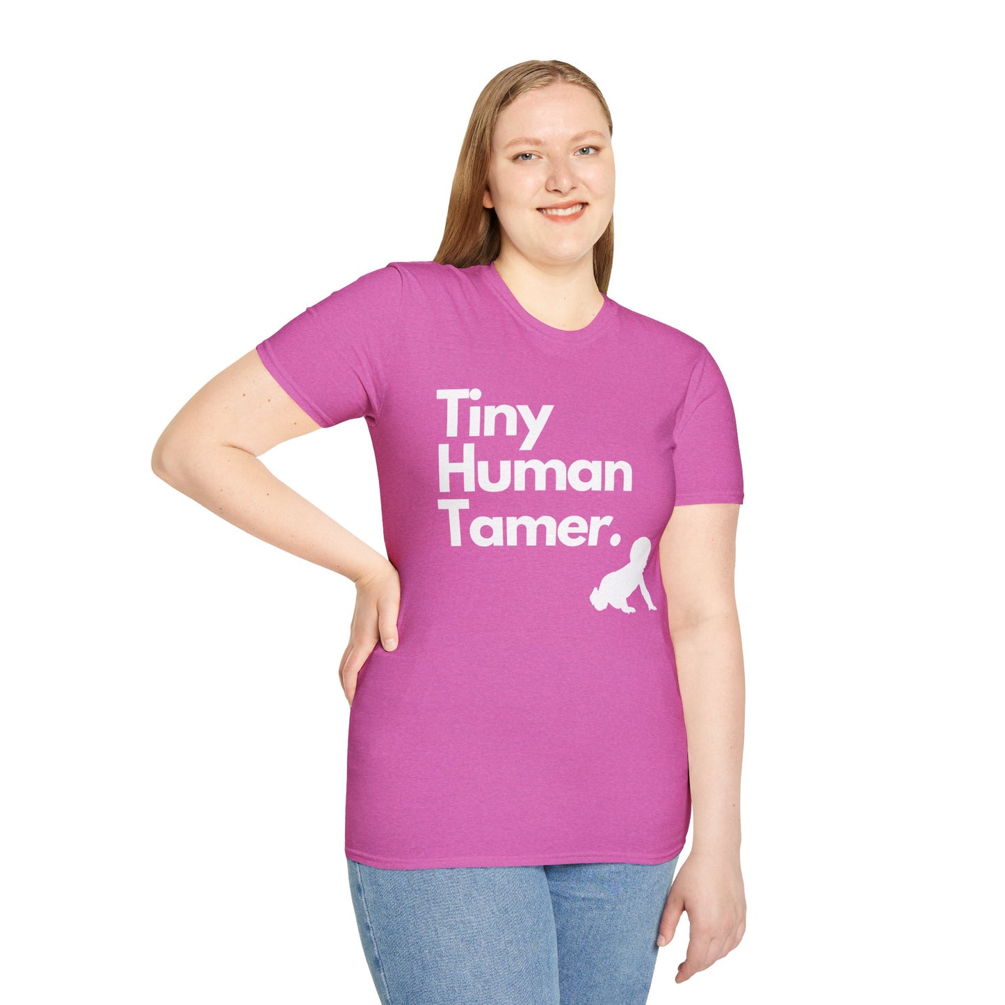 Tiny Human Tamer W/ White Design - Unisex Softstyle T-Shirt