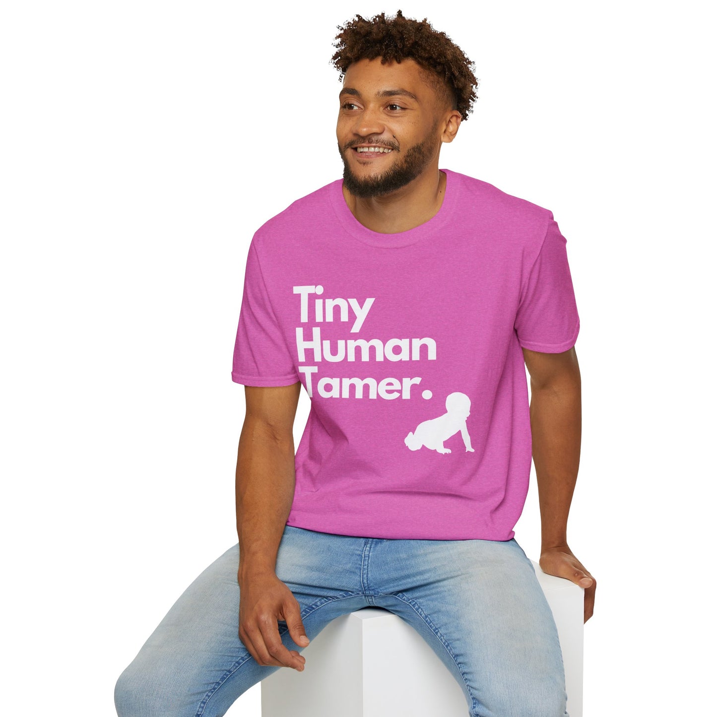 Tiny Human Tamer W/ White Design - Unisex Softstyle T-Shirt