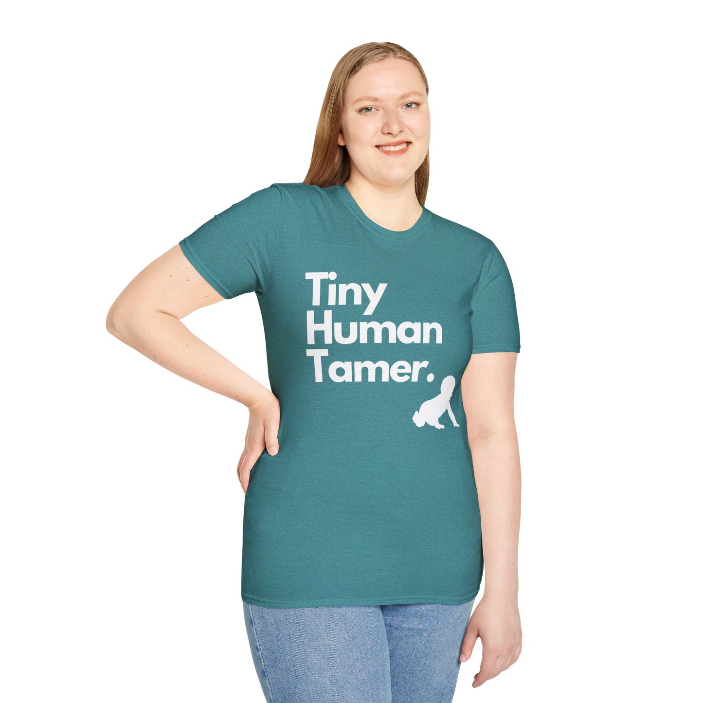 Tiny Human Tamer W/ White Design - Unisex Softstyle T-Shirt