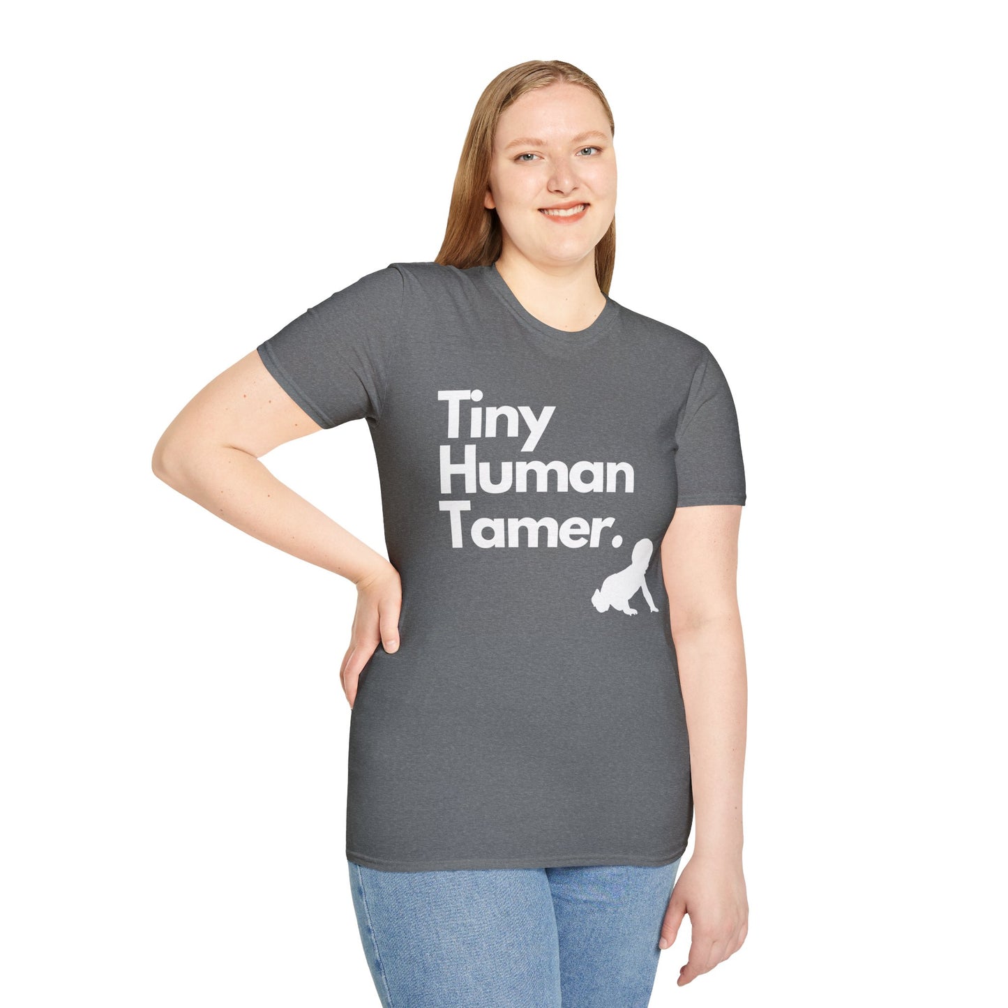 Tiny Human Tamer W/ White Design - Unisex Softstyle T-Shirt