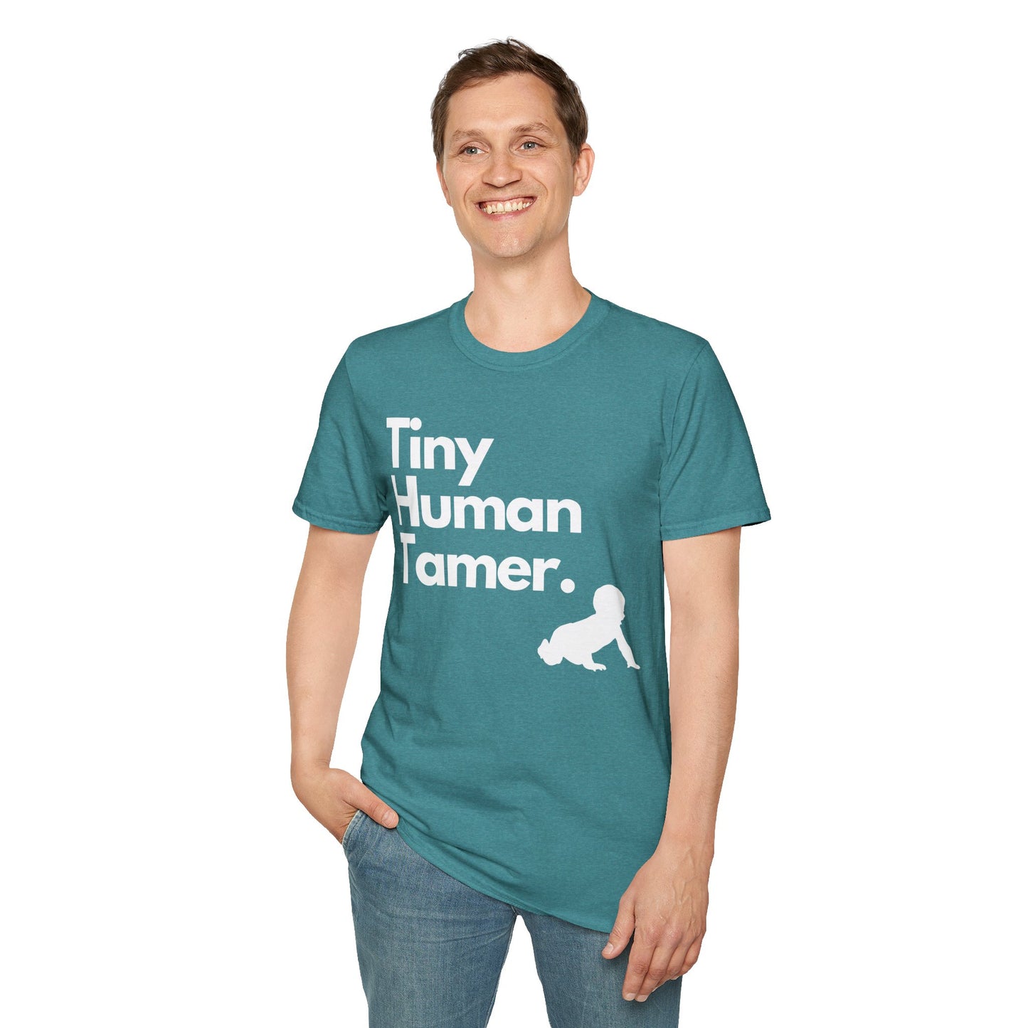 Tiny Human Tamer W/ White Design - Unisex Softstyle T-Shirt