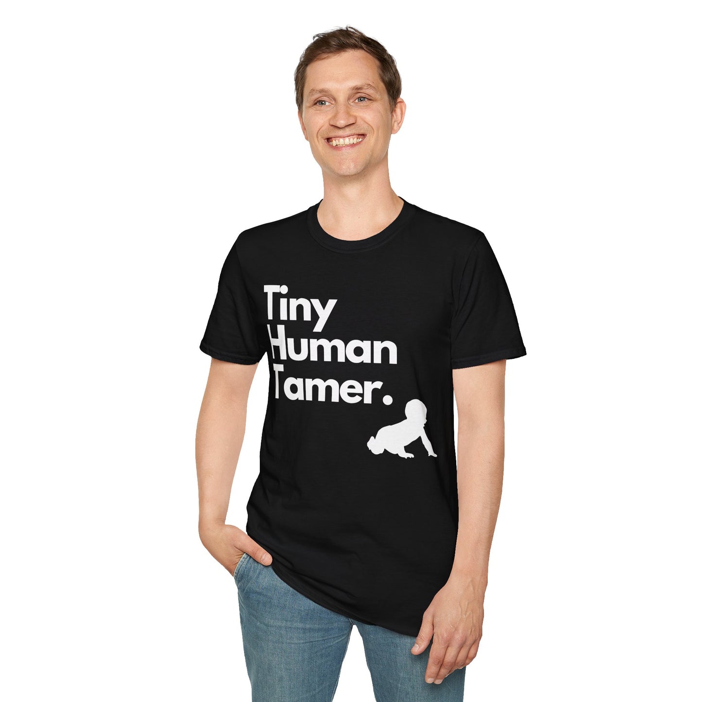 Tiny Human Tamer W/ White Design - Unisex Softstyle T-Shirt