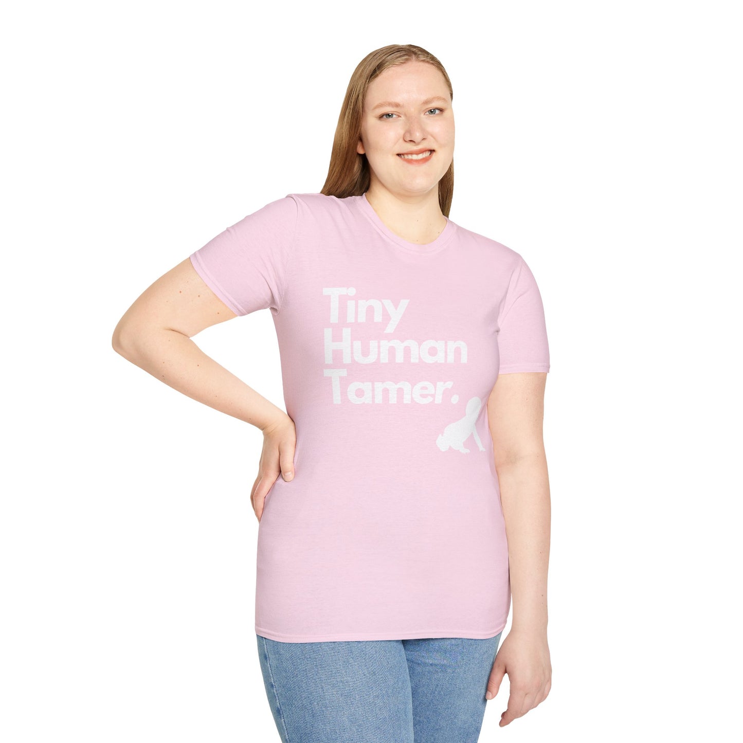 Tiny Human Tamer W/ White Design - Unisex Softstyle T-Shirt