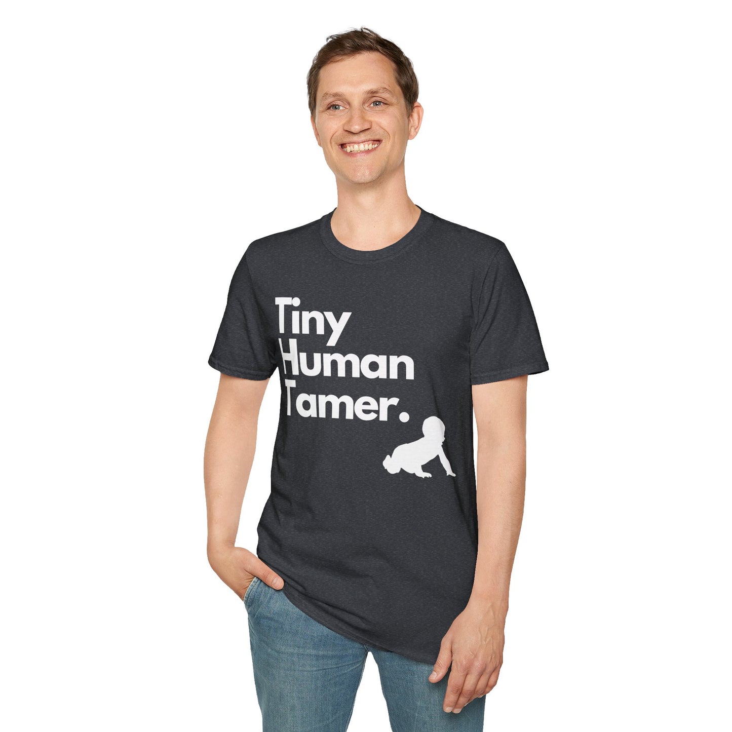 Tiny Human Tamer W/ White Design - Unisex Softstyle T-Shirt