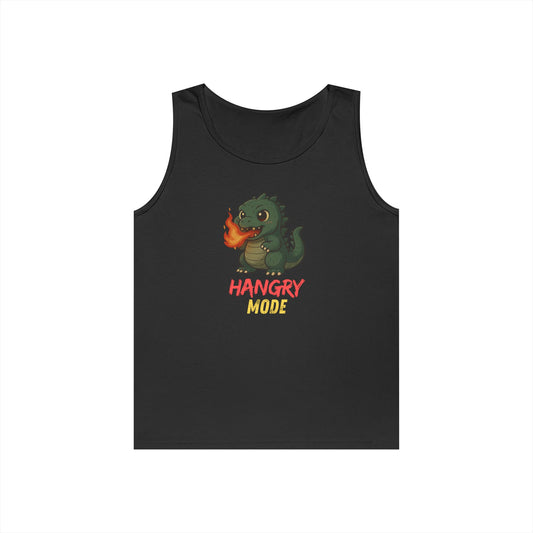 Hangry Mode Dino Tank Top - Hangry Mode, Unisex Cotton Sleeveless Shirt, Gift for Dinosaurs Lovers, Summer Apparel, Casual Wear