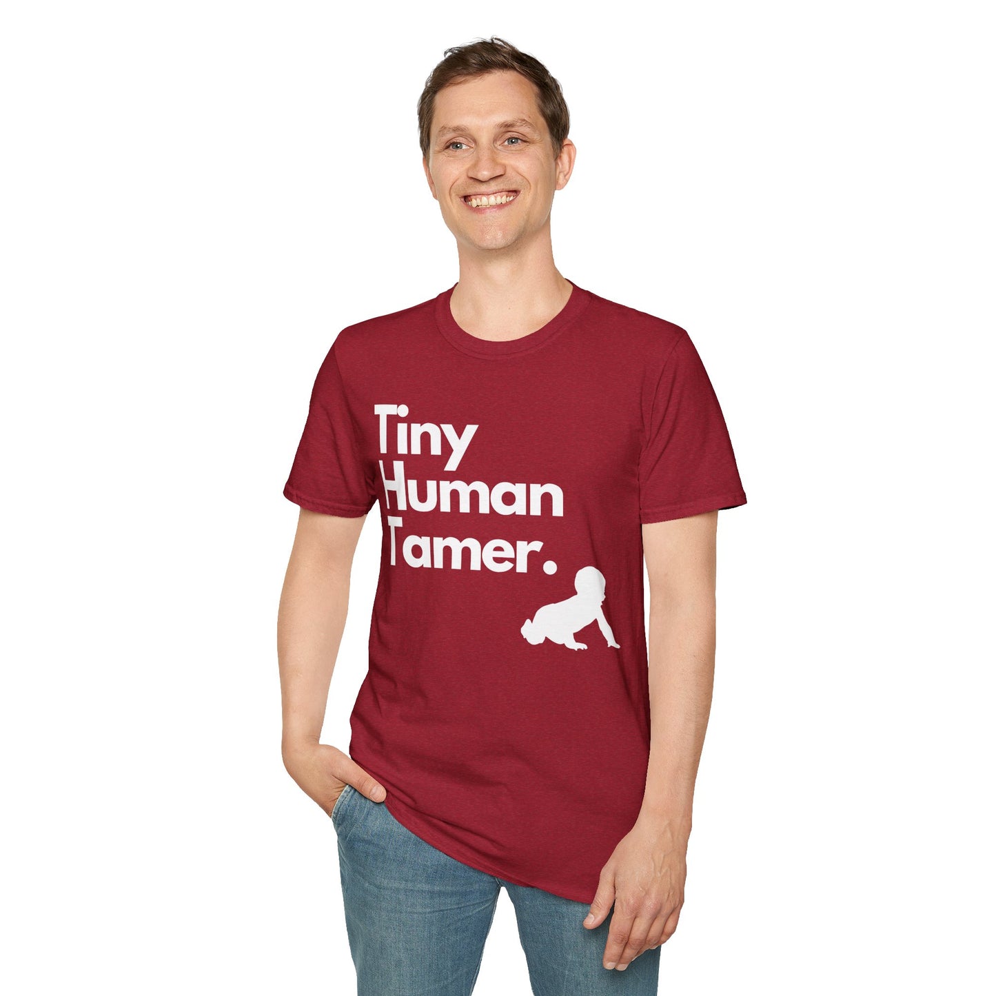 Tiny Human Tamer W/ White Design - Unisex Softstyle T-Shirt