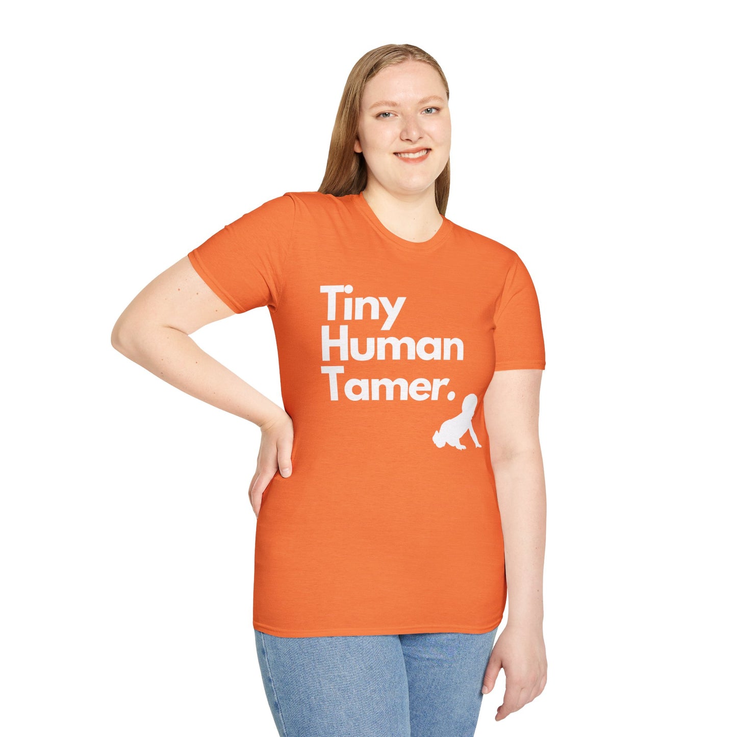 Tiny Human Tamer W/ White Design - Unisex Softstyle T-Shirt