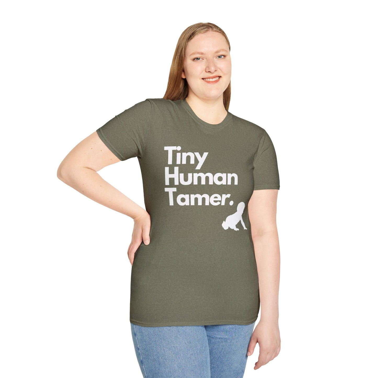 Tiny Human Tamer W/ White Design - Unisex Softstyle T-Shirt