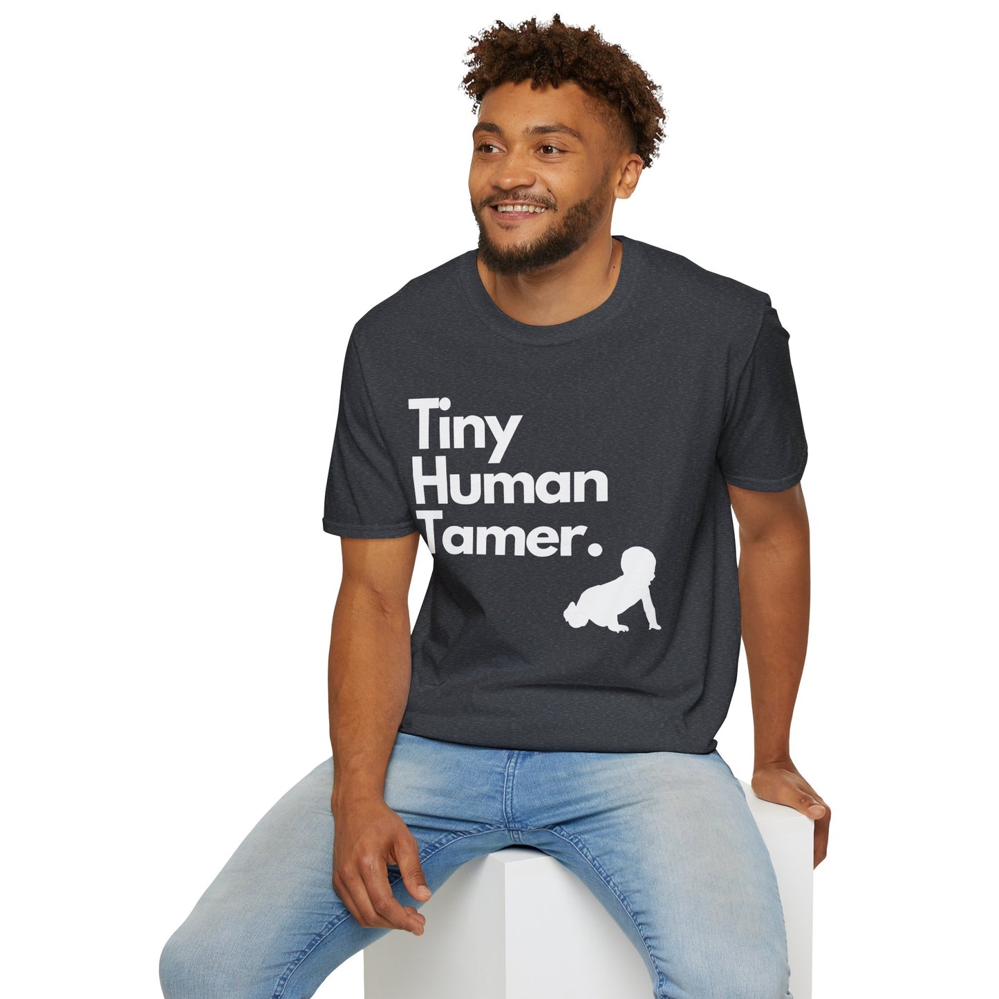 Tiny Human Tamer W/ White Design - Unisex Softstyle T-Shirt