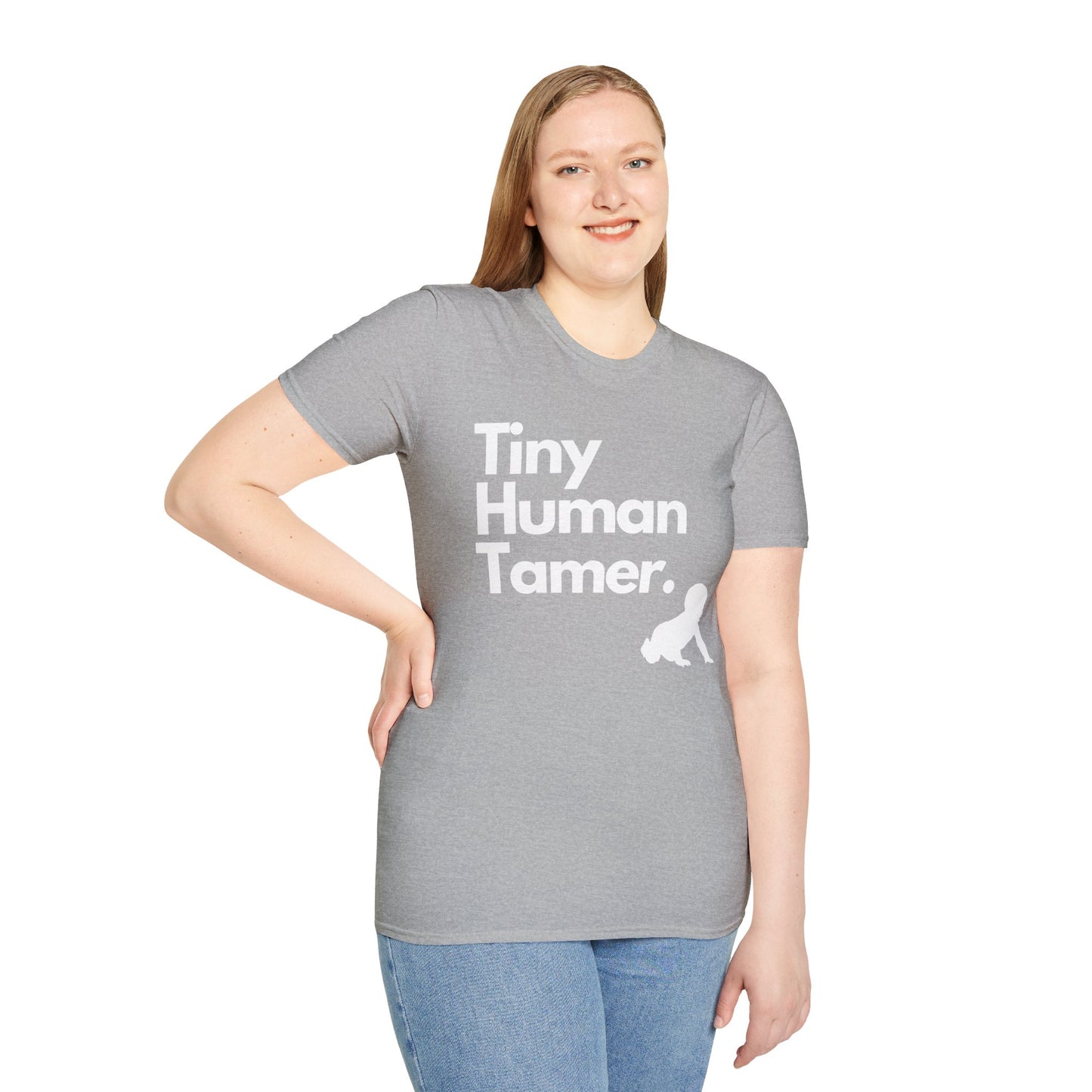 Tiny Human Tamer W/ White Design - Unisex Softstyle T-Shirt
