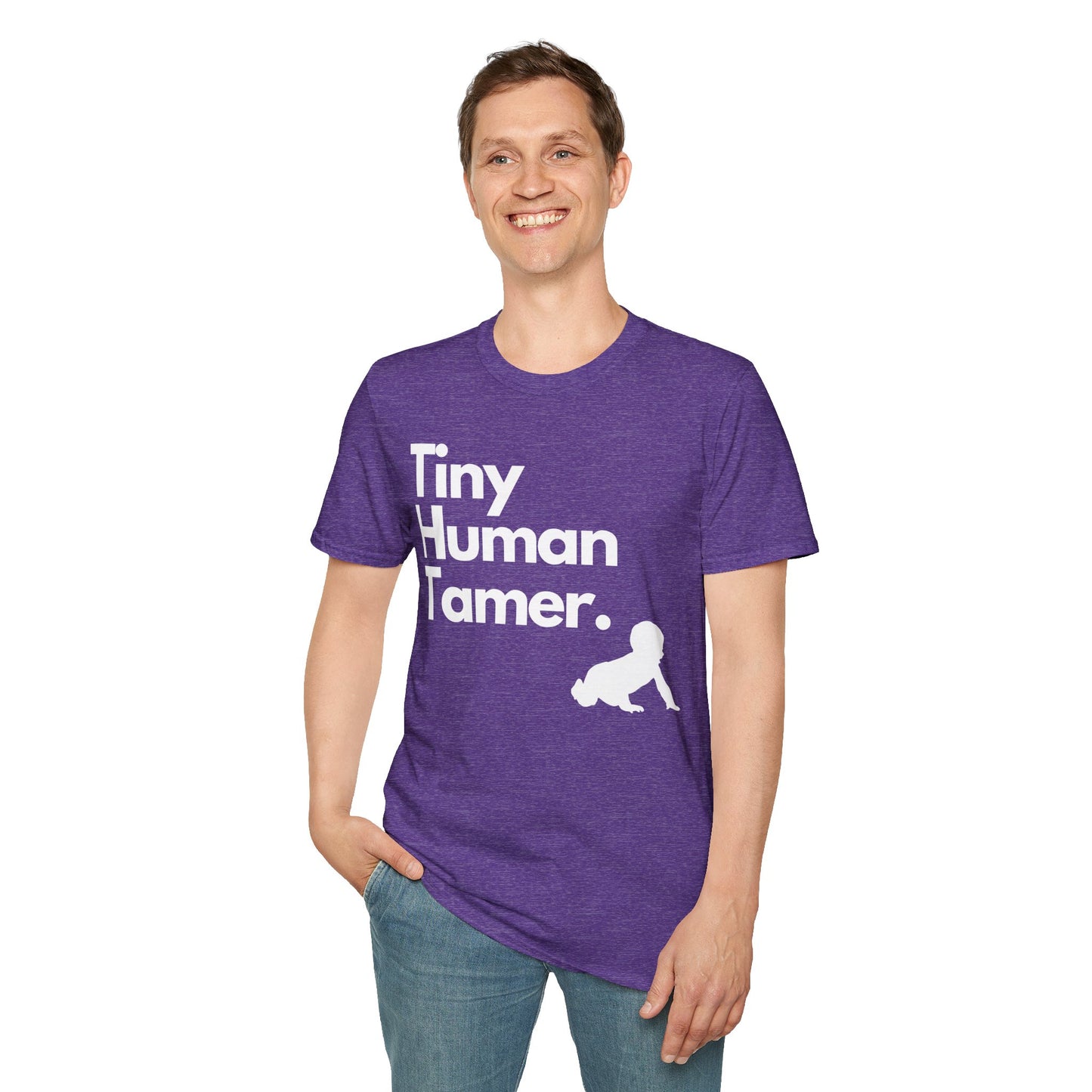 Tiny Human Tamer W/ White Design - Unisex Softstyle T-Shirt